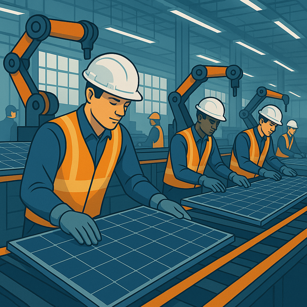 Solar cell factory illustration